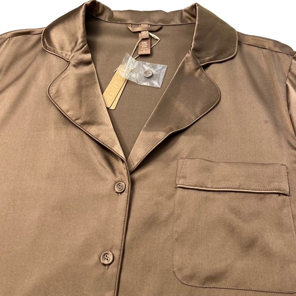 SKIMS Silk Pajama Top Button Front Sienna Womens Small - Picture 4 of 10